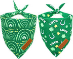 Realeaf St. Patrick's Day Dog Bandanas 2 Pack, Reversible Green Dog Scarf by Realeaf