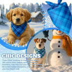 Abbylike 50 Pcs Plaid Dog Bandanas Bulk Blue Checkered Bandanas - Image 4