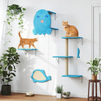 COZIWOW 4-Piece Wall-Mounted Cat Tree Set – Sturdy Wood Pet House, Scratching - Image 2