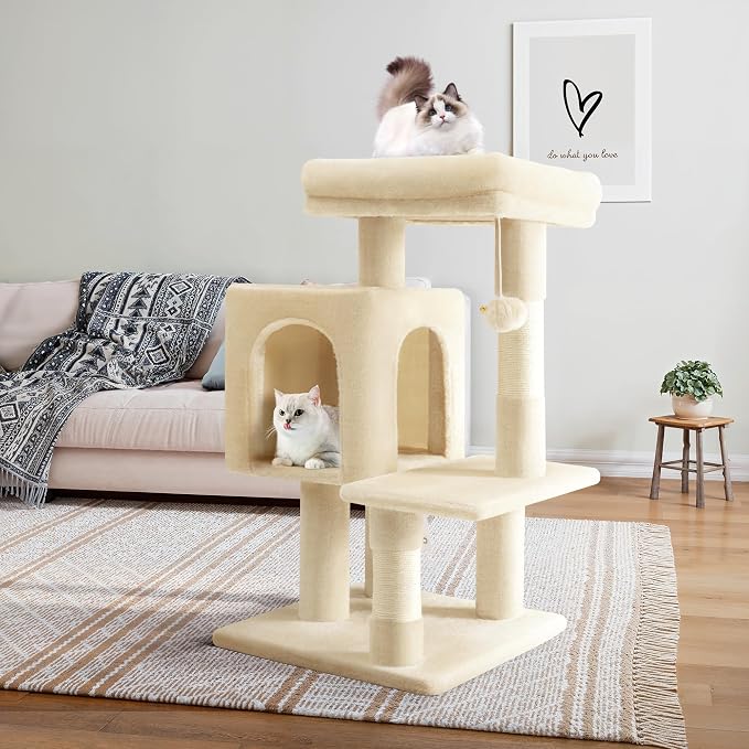 Allewie 29 Inches Cat Tree Tower/Plush Perches Platform/Condo/House/Sisal - Image 2