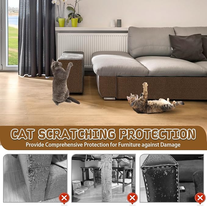 Climbing Cat Scratcher Mat Trimmable Cat Scratching Post Carpet 118’’x15.8’’ - Image 5