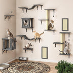 10-in-1 Cat Wall Shelves, Wooden Climbing Wall - Image 2