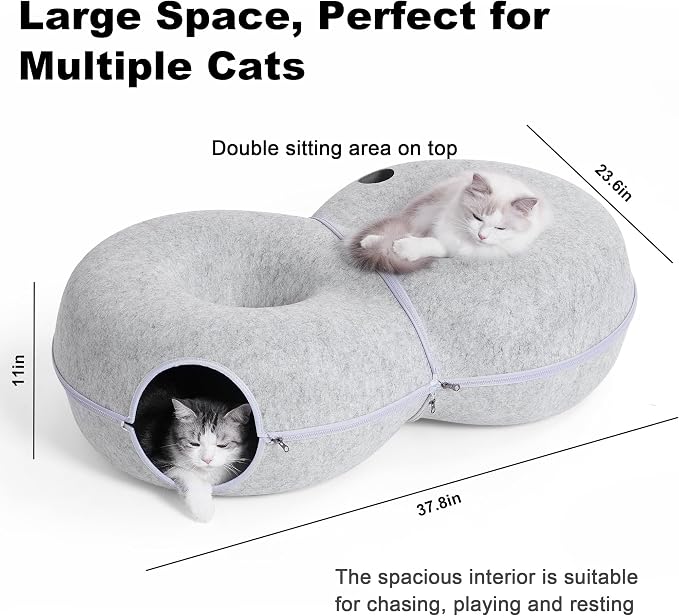 8-Shaped Large Cat Tunnel Bed for Indoor Cats, Infinite Circulation Peekaboo - Image 2