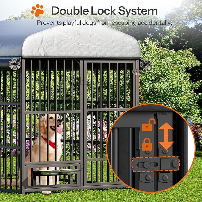 HOOBRO Outdoor Dog Kennel with Cover, 6.6 x 3.9 x 5.9 ft Dog Kennel Outside - Image 5