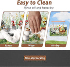 Chicken Rooster Dog Food Mat for Floors, Farm FlowerAbsorbent Pet Food and - Image 4