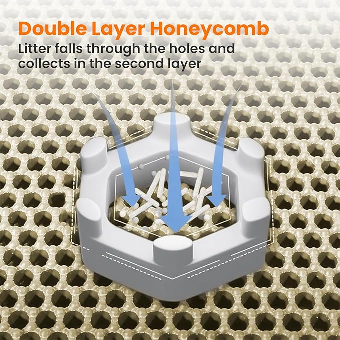 Jumbo Cat Litter Mat, 46x26 Inches Double Layer Honeycomb Litter Trapping Mat - Image 4