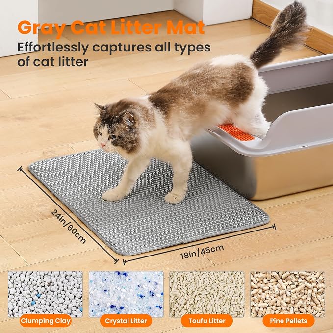 Cat Litter Mat, 24x18 Inches Large Double Layer Honeycomb Cat Litter Trapping - Image 2