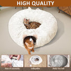 Cat Tunnel with Cat Bed for Indoor Cats, Soft Plush Peekaboo Cat Cave Donut - Image 6