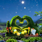 St Patricks Day Gnome Garden Gnome Statue Heart-Shaped Moss Covered Outdoor - Image 7