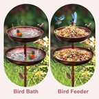 Metal Bird Bath for Outside, 2-in-1 Birdfeeder and Bath, 42 Inch Tall Stand - Image 5
