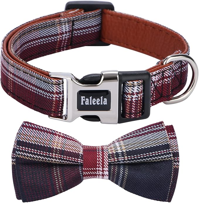 Faleela Soft &Comfy Bowtie Dog Collar, Detachable and Adjustable Bow Tie Collar by Faleela