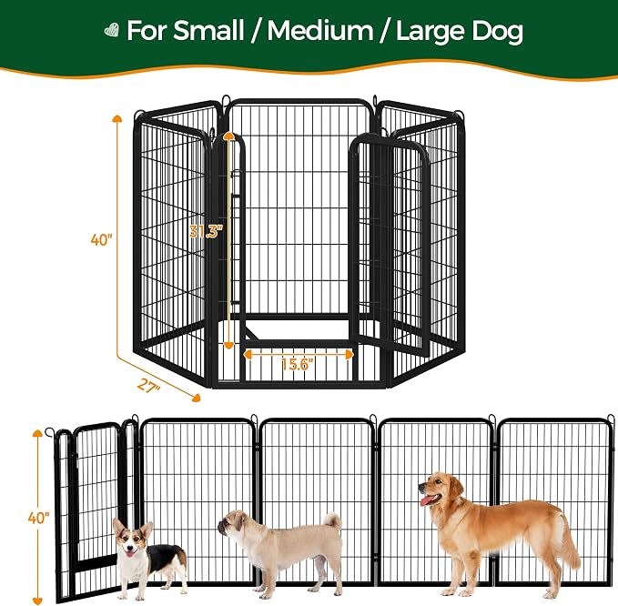 Yaheetech Dog Playpen Outdoor, 40 inch 12 Panels Dog Pen Indoor Heavy Duty - Image 6