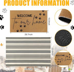 Tinideya 2 Pcs Pet Theme Door Mat Paw Welcome Non Slip Coir Mats Dog Cat Floor - Image 2