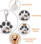 Custom Pet Photo Keychain Personalized Photo Pawprint Dog Tag Keychain Engraved - Image 6