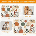 Boho Dog Cat Food Mat, Abstract Leaves Absorbent Waterproof Placemat - Image 6