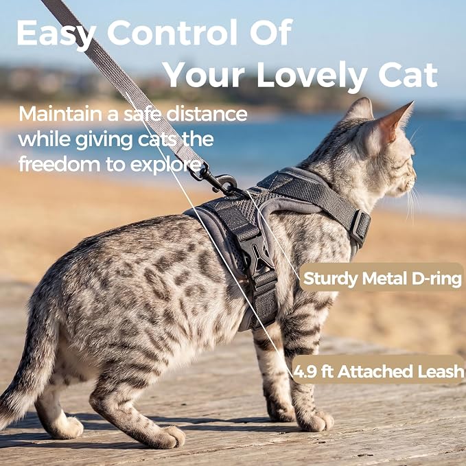 Cat Harness and Leash Set Escape Proof Tactical Small Kitten Harness Emotional - Image 5
