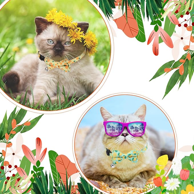 4 Pack Cat Collar with Bow Tie and Bell Breakaway Fruit Cat Collars Spring - Image 7