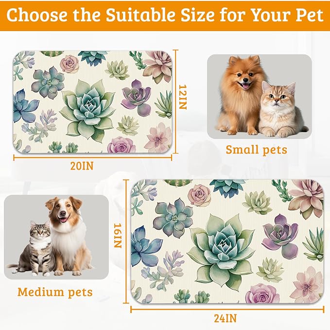 Dog Bowl Mat, Cactus Pet Feeding Mat - Image 6