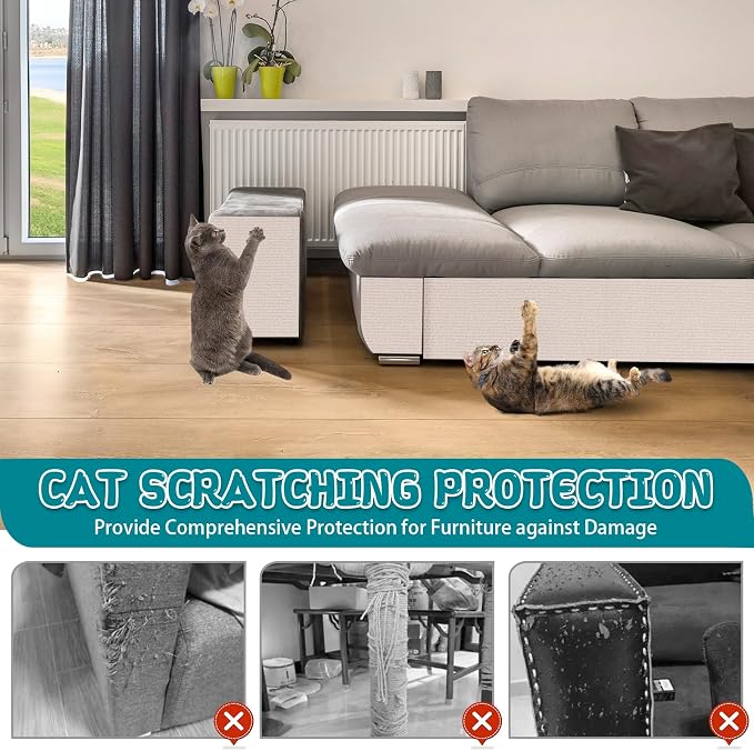 Climbing Cat Scratcher Mat Trimmable Cat Scratching Post Carpet 118’’x15.8’’ - Image 5