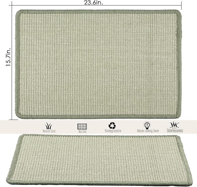 Cat Scratcher Mat, 23.6x15.7inch Sisal Cat Scratchers - Image 2