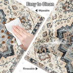 Dog Food Mat for Pet Cat Food Mat, Boho Absorbent Quick Dry Dog Bowl Mats for - Image 5
