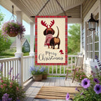 Merry Christmas Garden Flag Back View Dog Reindeer Antlers 28 x 40 Inch Double - Image 8