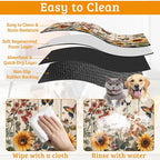 Pet Feeding Mat, Vintage Flower Absorbent Dog Cat Food Mat Rustic Wooden Dog Mat - Image 5
