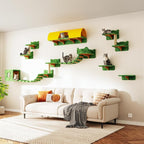 16-in-1 Cat Wall Shelves, Wall Mounted Cats Furniture Set w/Plush Fabric - Image 7