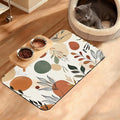 Boho Dog Cat Food Mat, Abstract Leaves Absorbent Waterproof Placemat by Unknown