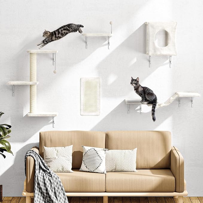 NUNU LAB Cat Wall Shelves Set, Bridge Ladder, Scratching Post, Indoor Cat - Image 3