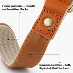 Plutus Pet Genuine Leather & Hemp Dog Collar – Adjustable Heavy Duty Pet Collar - Image 2