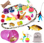 MIBOTE 28Pcs Cat Toys Kitten Toys Assorted, Cat Tunnel Catnip Fish Feather by MIBOTE