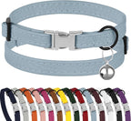 Leather Cat Collar with Buckle and Removable Bell by BUDKAS