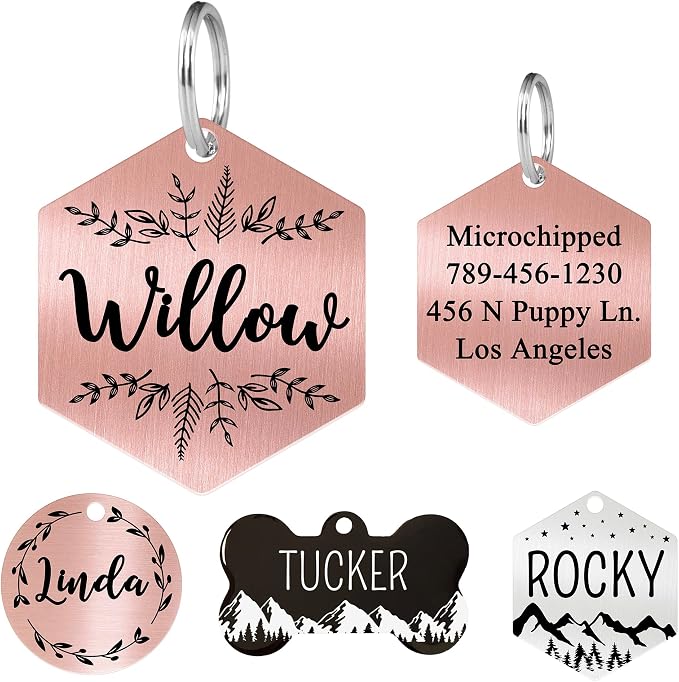 Ultra Joys Stainless Steel Dog ID Tag Personalized Front & Back Engraving by UltraJoys
