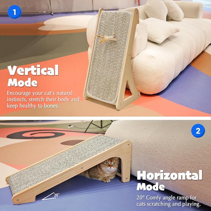 PETKARAY Cat Scratcher, Sisal Scratching Ramp, L Shape Scratch Pad - Image 3