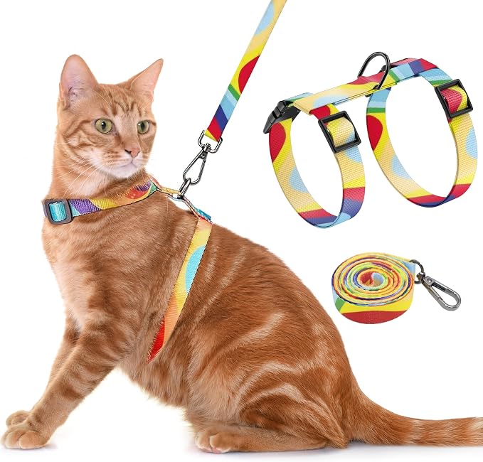 Cat Harness and Leash Set, Adjustable Kitten Harness Escape Proof Cats Harness by Seyezo