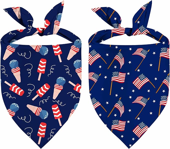 4th of July Dog Bandanas, Patriotic Pet Decorations 2 Pack, Adjustable by Unknown