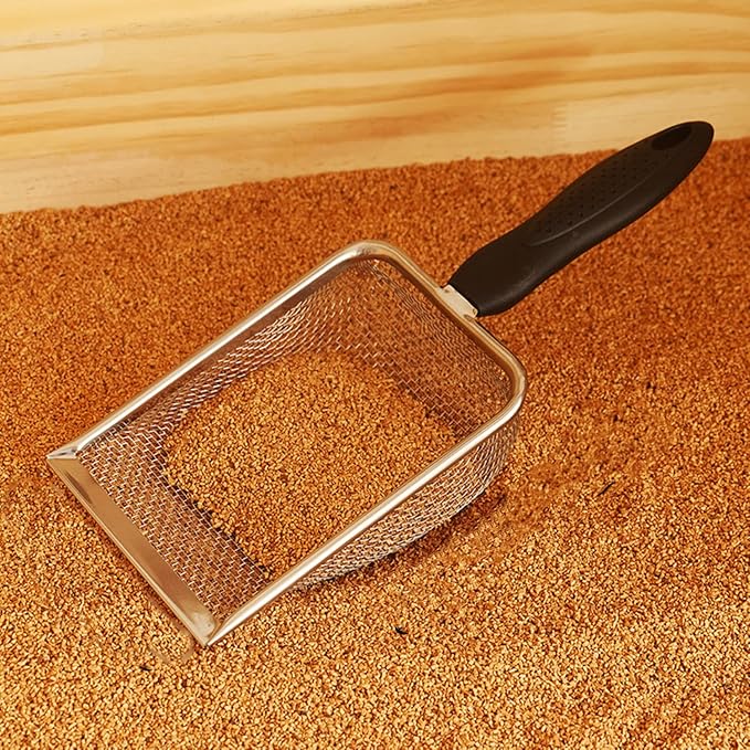 Cat Litter Scoop Stainless Steel Mesh Scooper Long Handle Deep Shovel Non-Stick - Image 5