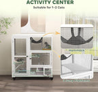 PawHut Indoor Wooden Catio, Cat House Cat Enclosure on Wheels - Image 3