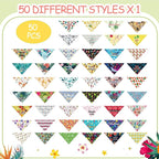 Chunful 50 Pcs Dog Bandanas Bulk Summer Flora Dog Bandanas Pet Triangle Scarf - Image 2