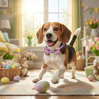 Easter Dog Collar with Bow Tie Set, Adjustable Purple Bunny and Carrot Pattern - Image 7