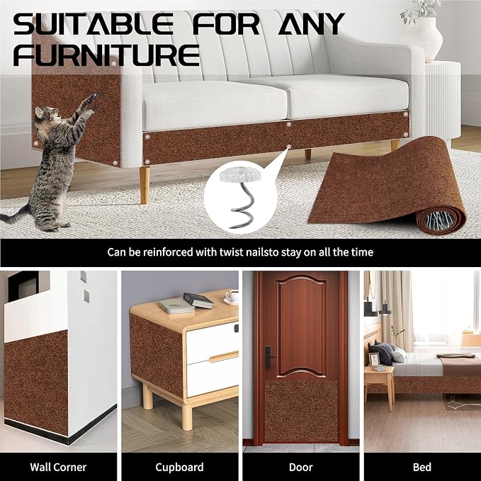 2 Pcs 39.4"x15.8" Cat Scratch Mat, Cat Scratch Couch Furniture Protector - Image 7