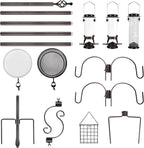 6-Hook Bird Feeding Station Kit, Wild Bird Feeder Stand Pole, Bird Bath and - Image 6