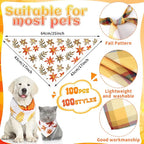 100 Pcs Fall Dog Bandanas Bulk Thanksgiving Pet Bibs Triangle Scarf Autumn Pet - Image 2