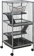 PawHut Metal Small Animal Cage, 4-Tiers Rolling Big Ferret Cage by PawHut