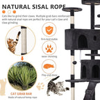 70 Inch Dark Gray Cat Tree, Tall Cat Tower - Image 3