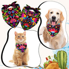 Whaline 2Pcs Mexican Dog Bandana Cinco De Mayo Fiesta Cotton Pet Scarf - Image 3