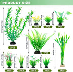 Ameliade Aquarium Artificial Green Plastic Plants Decorations 26 PCS Large Fish - Image 2