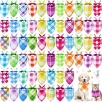 Sweetude 60 Pcs Easter Plaid Dog Bandanas Bulk Easter Pet Scarf Bibs Adjustable by Sweetude