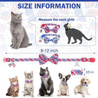 American Flag Cat Collar with Bell Bow Tie Star Breakaway - Image 3